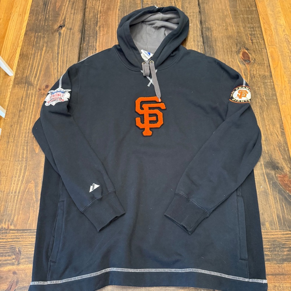 Majestic San Francisco Giants Hoodie Mens XL Black MLB Pullover Thermal Lined